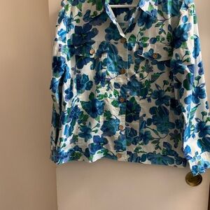 KEREN hart Blue and Green Floral Shirt